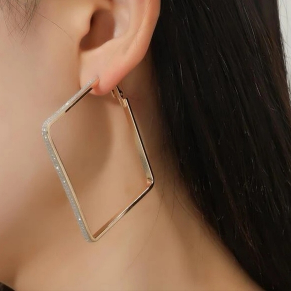 COPY - Gold Glitter Hoop Earrings - Picture 1 of 4